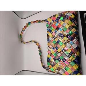 Large Candy wrapper shoulder bag Recycled Material Handbag purse